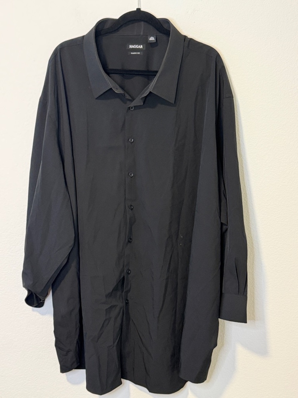 Men's Smart Wash Classic Fit Black Comfort Stretch Long Sleeve Dress Shirt